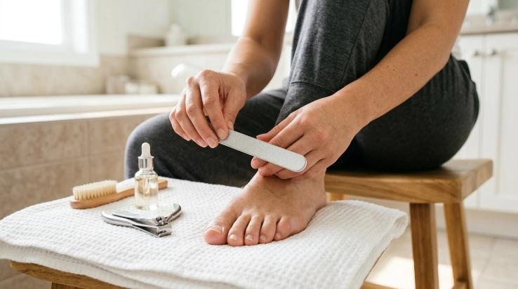 How to file thick toenails safely with a manual nail file