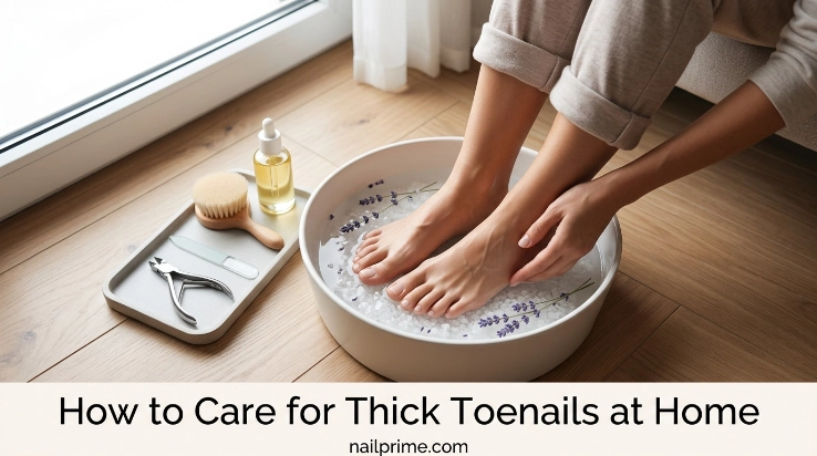 How to care for thick toenails at home with nail file and toenail nippers