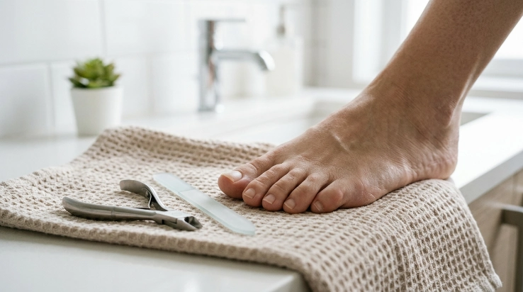 How to care for thick toenails at home with nail file and toenail nippers