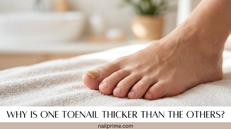 Why is one toenail thicker than the others comparison showing one mildly thick toenail