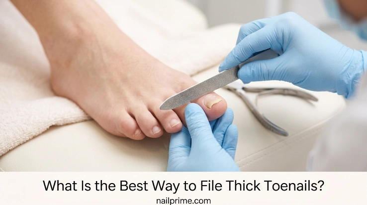 What is the best way to file thick toenails safely at home