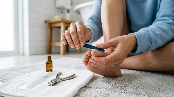 Safe nail file and toenail clipper care for thick toenails