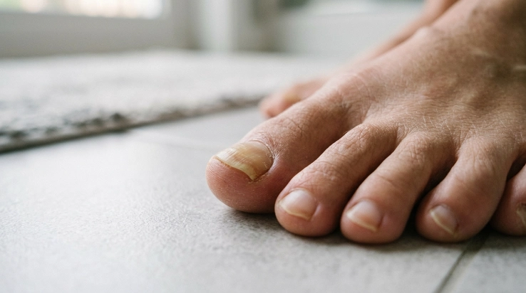 Why do toenails become thick after injury example showing uneven nail growth