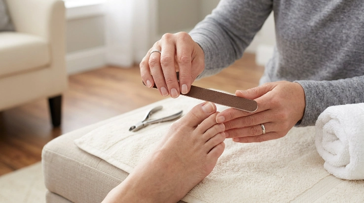Safe nail file for thick toenail care at home