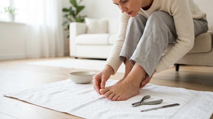 When should thick toenails be checked for unusual changes