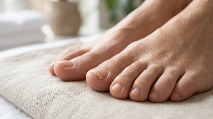 Why are my toenails brittle showing cracked and splitting toenail edges