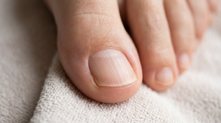 What causes vertical ridges in toenails on a healthy big toe