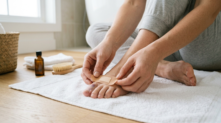 How to care for toenails after an injury with clean dressing and roomy footwear