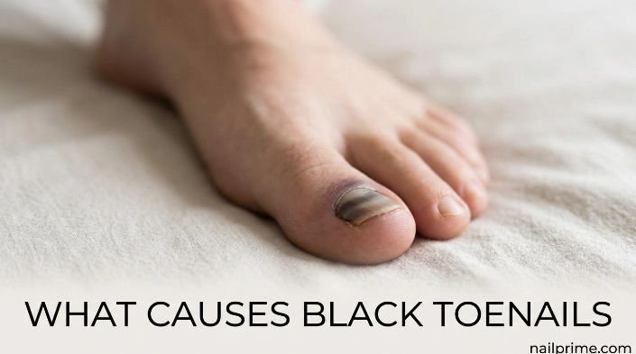 What causes black toenails after toe injury and shoe pressure