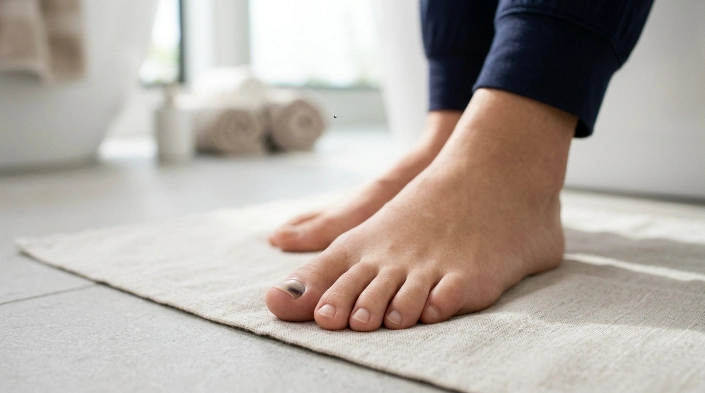 What causes black toenails after toe injury and shoe pressure