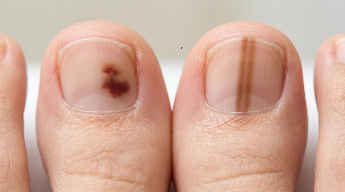 Brown line on toenail and brown toenail warning signs