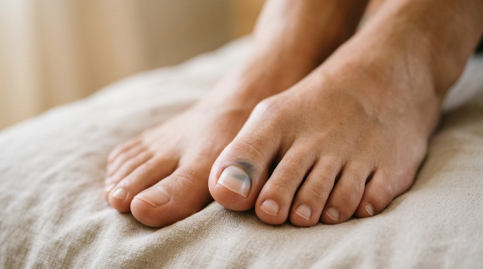 Why are my toenails blue comparison showing blue toenail discoloration
