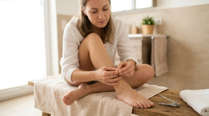 Checking a blue toenail safely at home