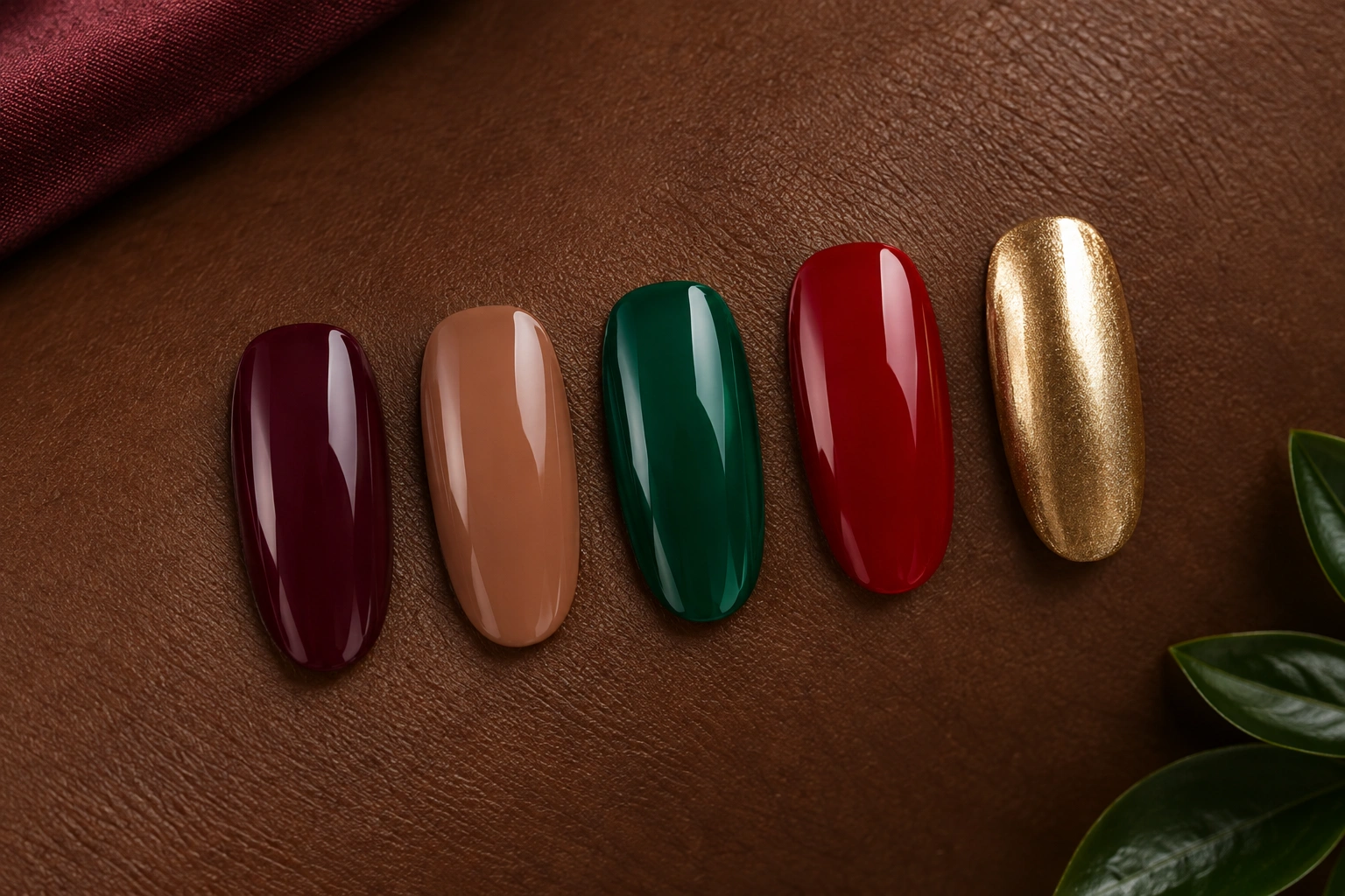 A selection of flattering nail polish colors for dark skin
