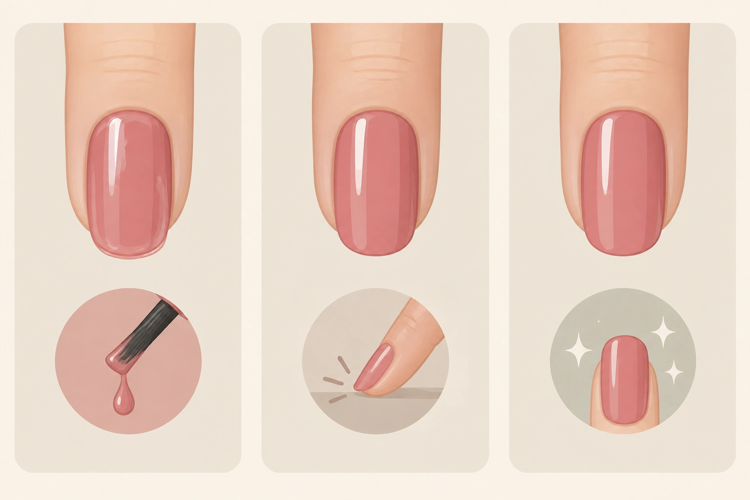 Diagram explaining touch-dry versus fully dry nail polish