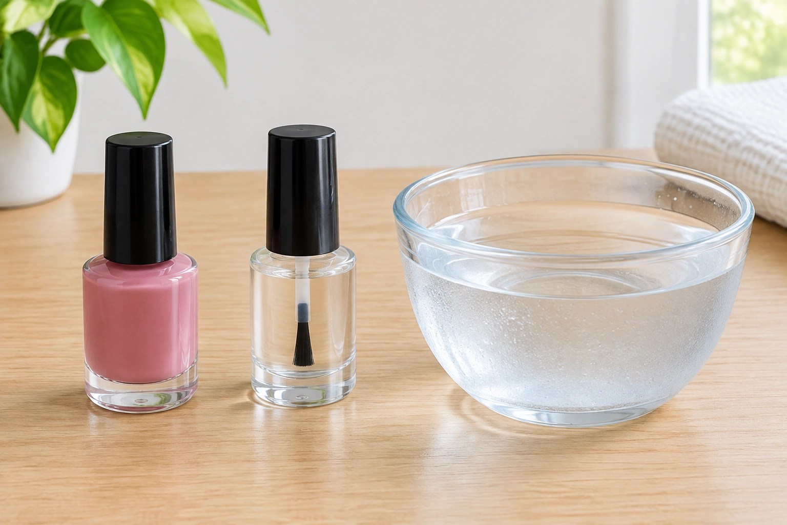 Nail polish drying comparison with quick-dry top coat and cold water