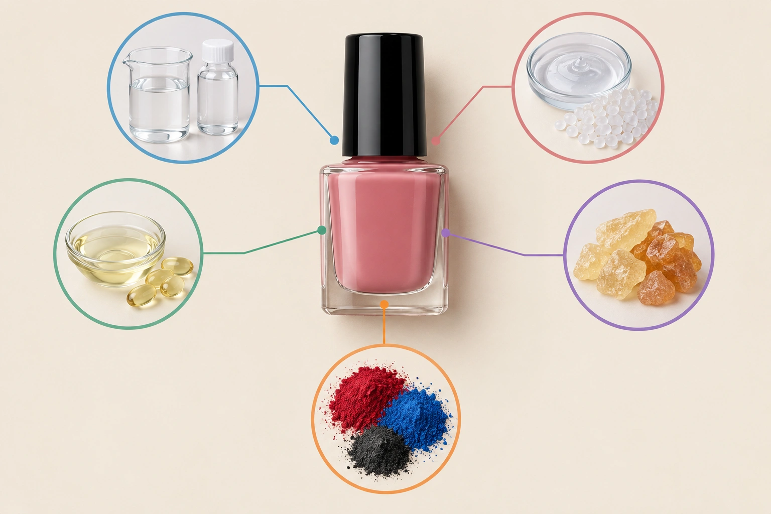 Beginner-friendly diagram of nail polish ingredient categories