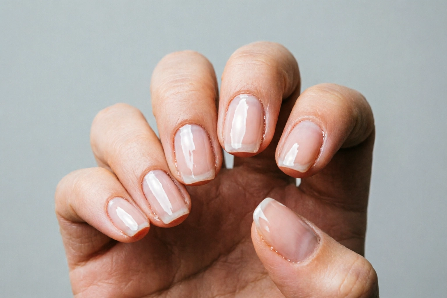 Freshly painted nails that appear dry but can still smudge underneath