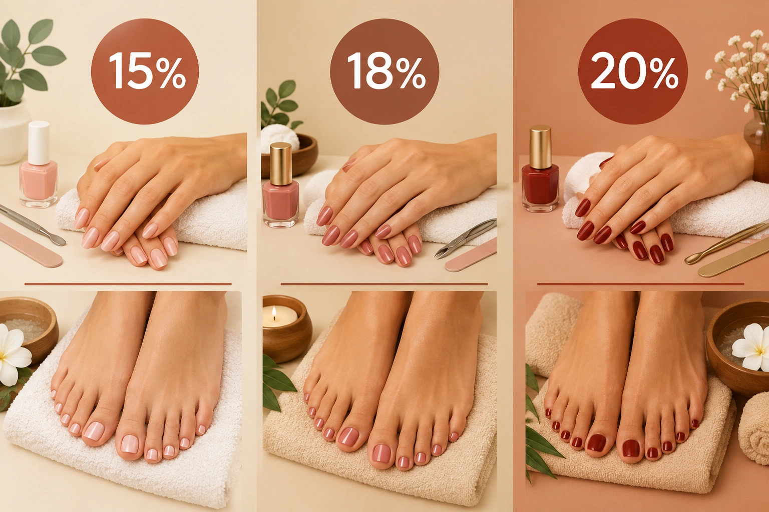Chart showing common nail salon tip percentages and example amounts