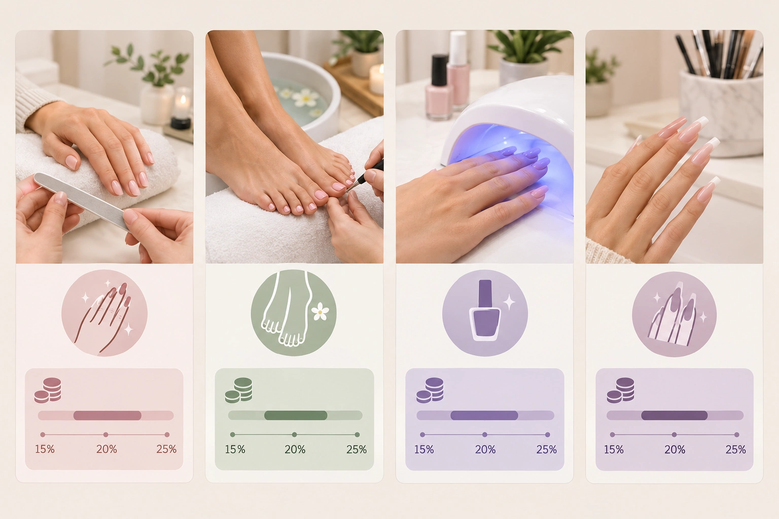 Reference chart showing common nail salon tipping ranges.