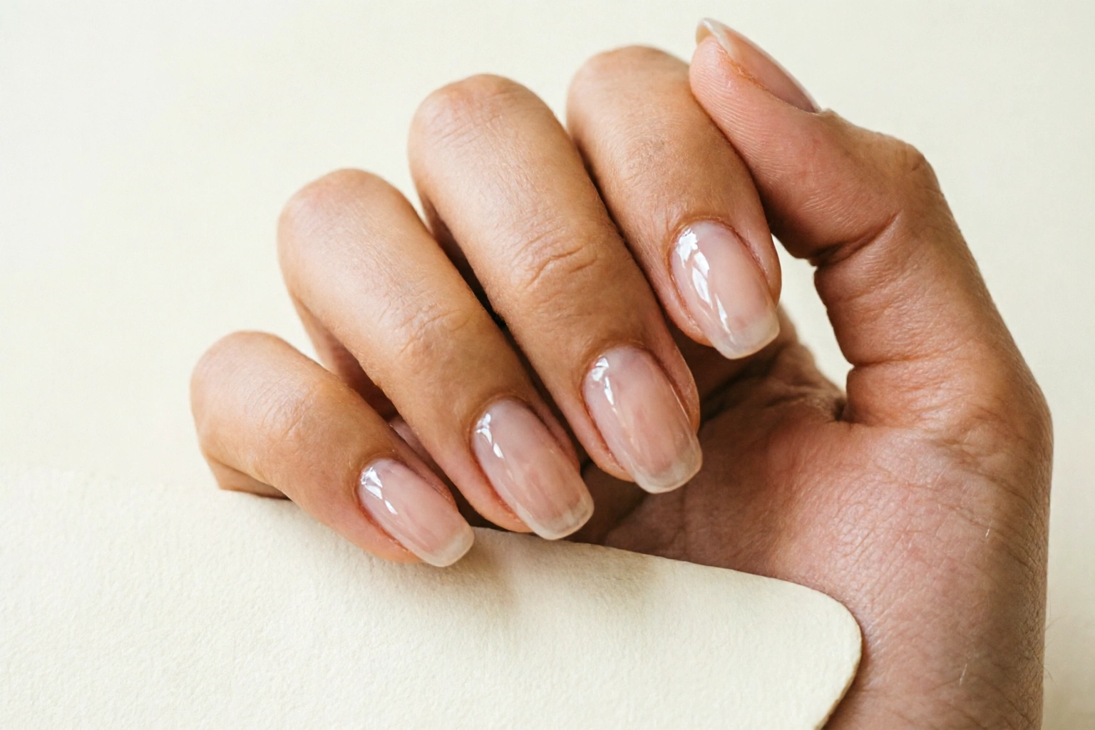 Freshly painted nails that still look glossy and soft while drying
