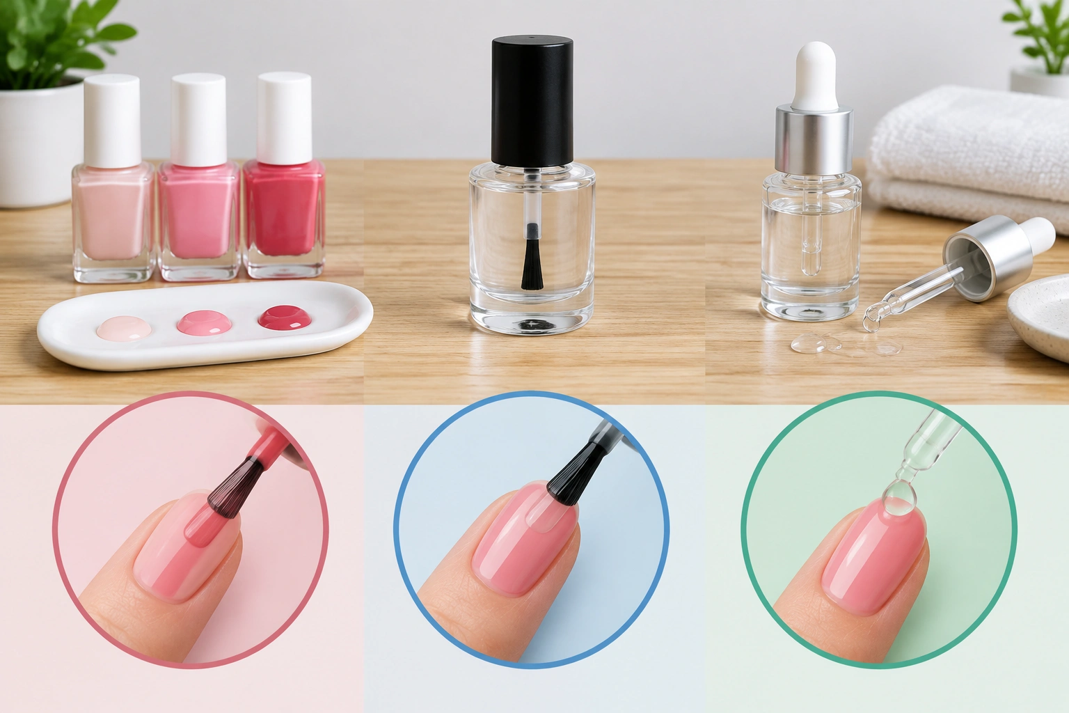 Beginner nail drying tips with quick-dry top coat and thin coats