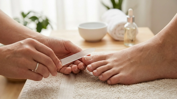 Gentle nail file technique for preventing ingrown toenails