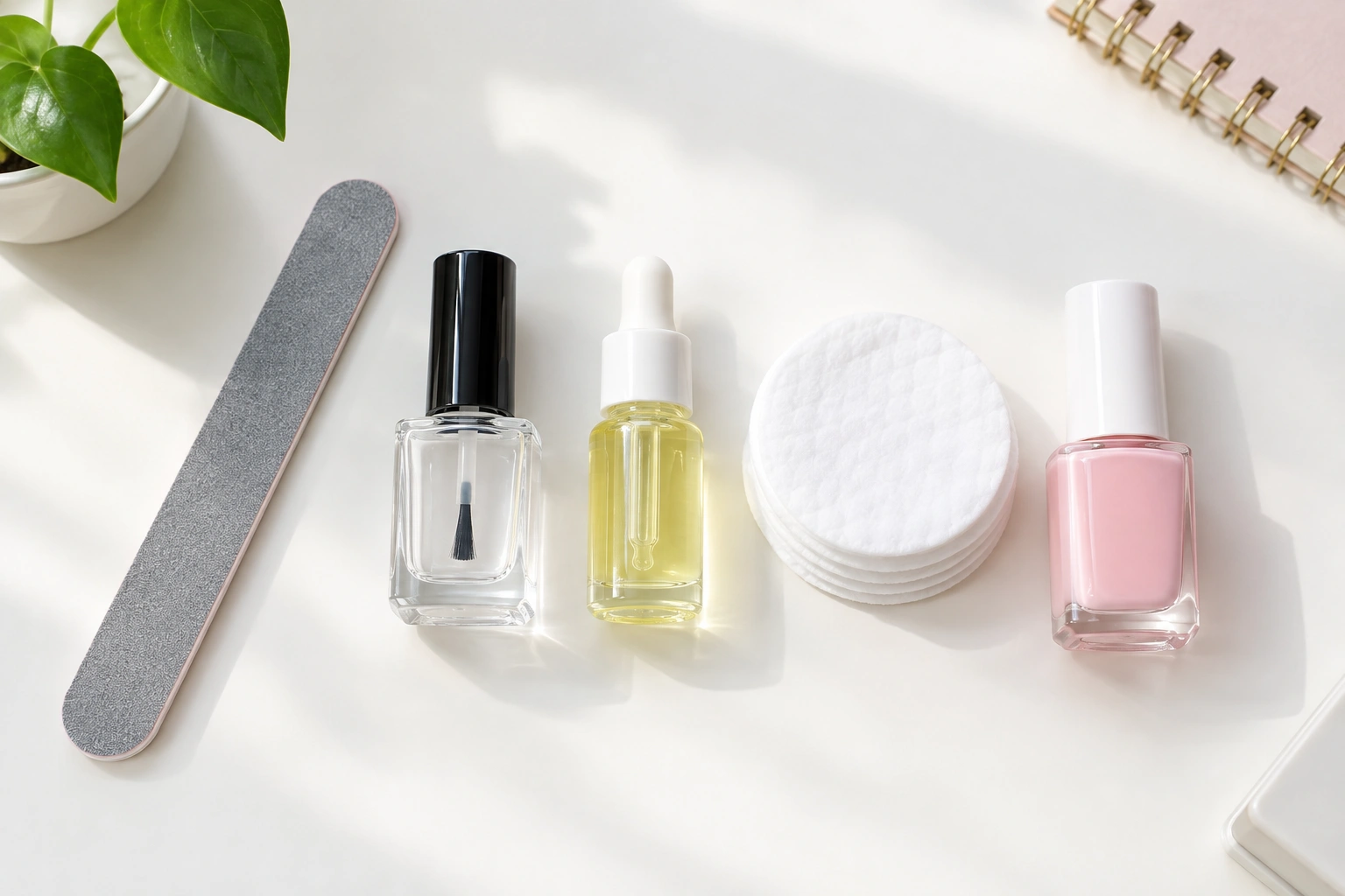 nail file top coat and cuticle oil for a simple at-home school manicure