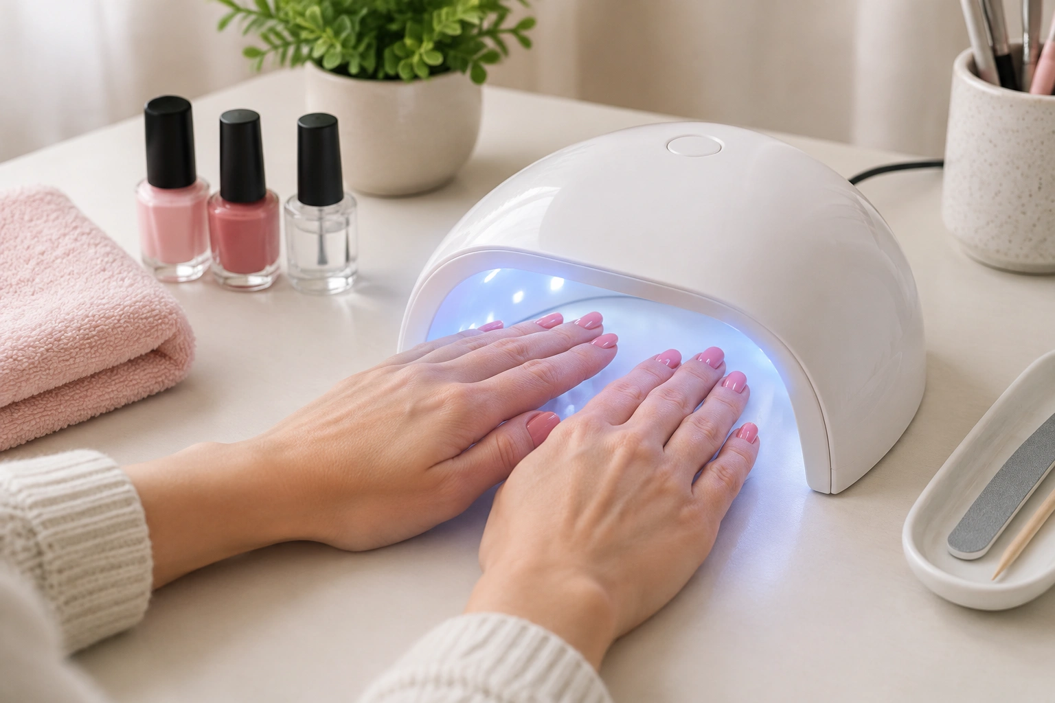 beginner checking whether nail polish is still sticky