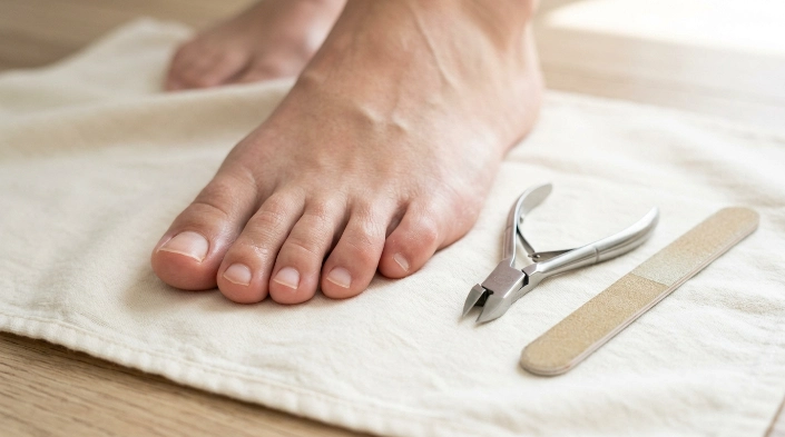 straight across toenail trimming to help prevent ingrown toenails