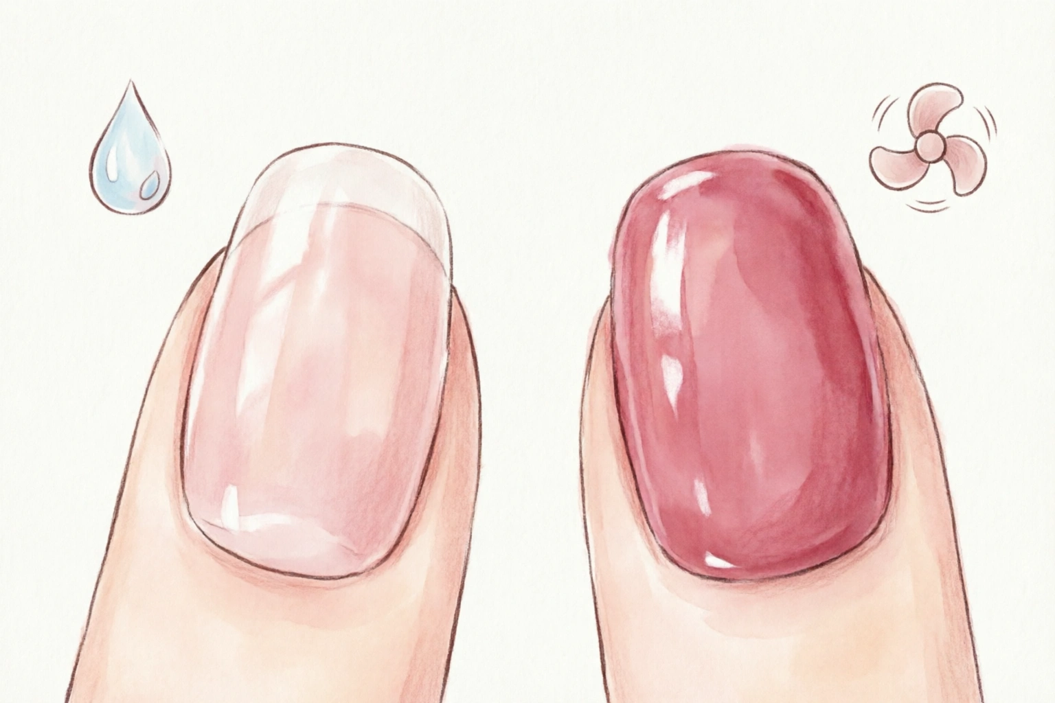 Comparison of thin versus thick nail polish coats and their drying speed