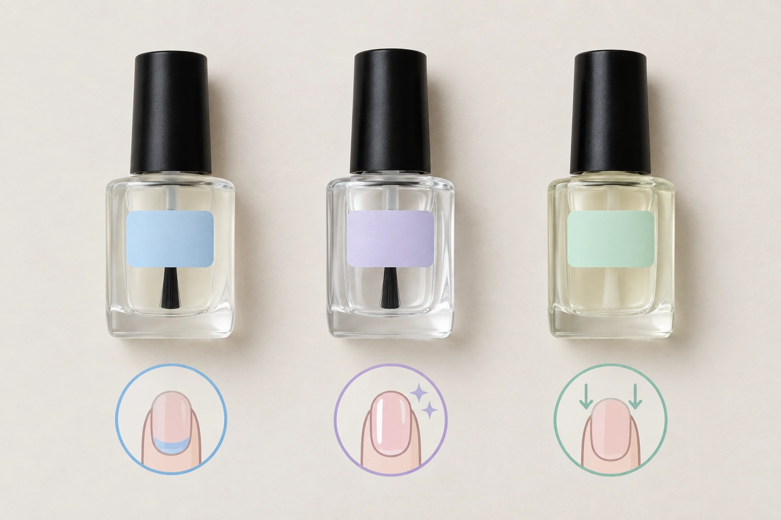 Comparison of base coat, top coat, and nail primer for manicure prep