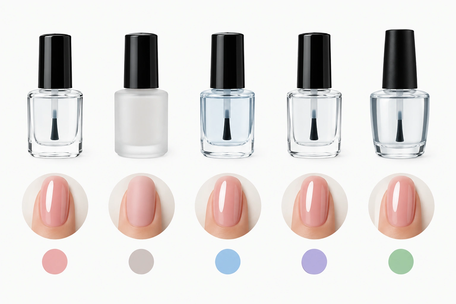 Comparison of glossy matte quick-dry and gel top coats