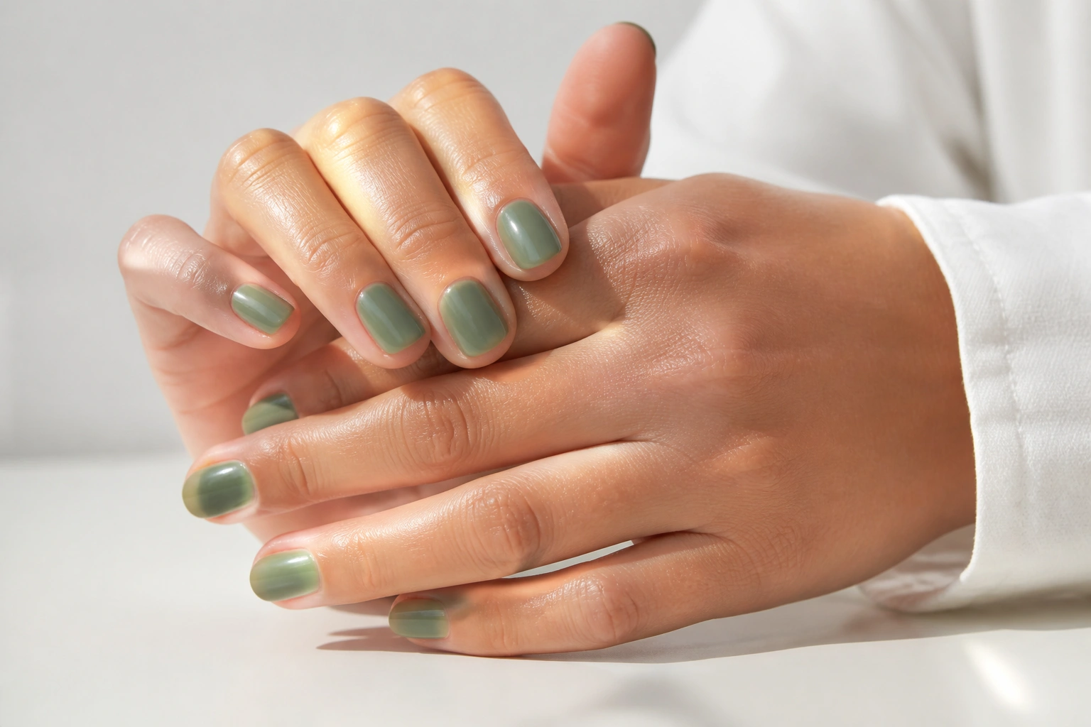 Glossy nail polish on natural nails