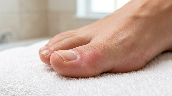 Why does my big toenail hurt at the corner illustration showing mild nail edge irritation