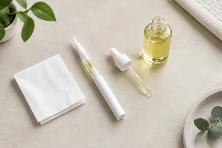 Clean nail oil pen and refill tools on a table